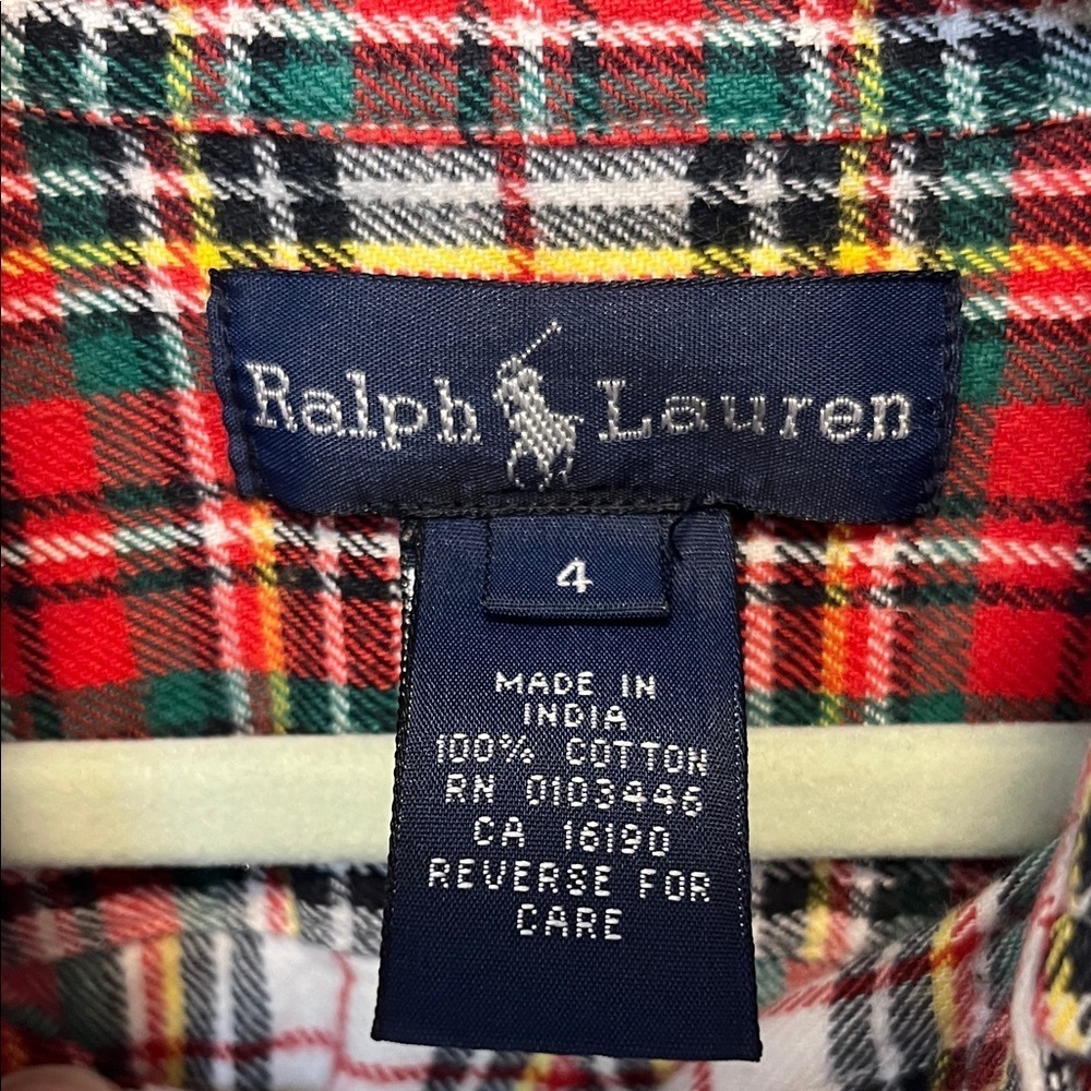 Polo by Ralph Lauren Kids Red and White Plaid Button Down Shirt - Picture 2 of 3